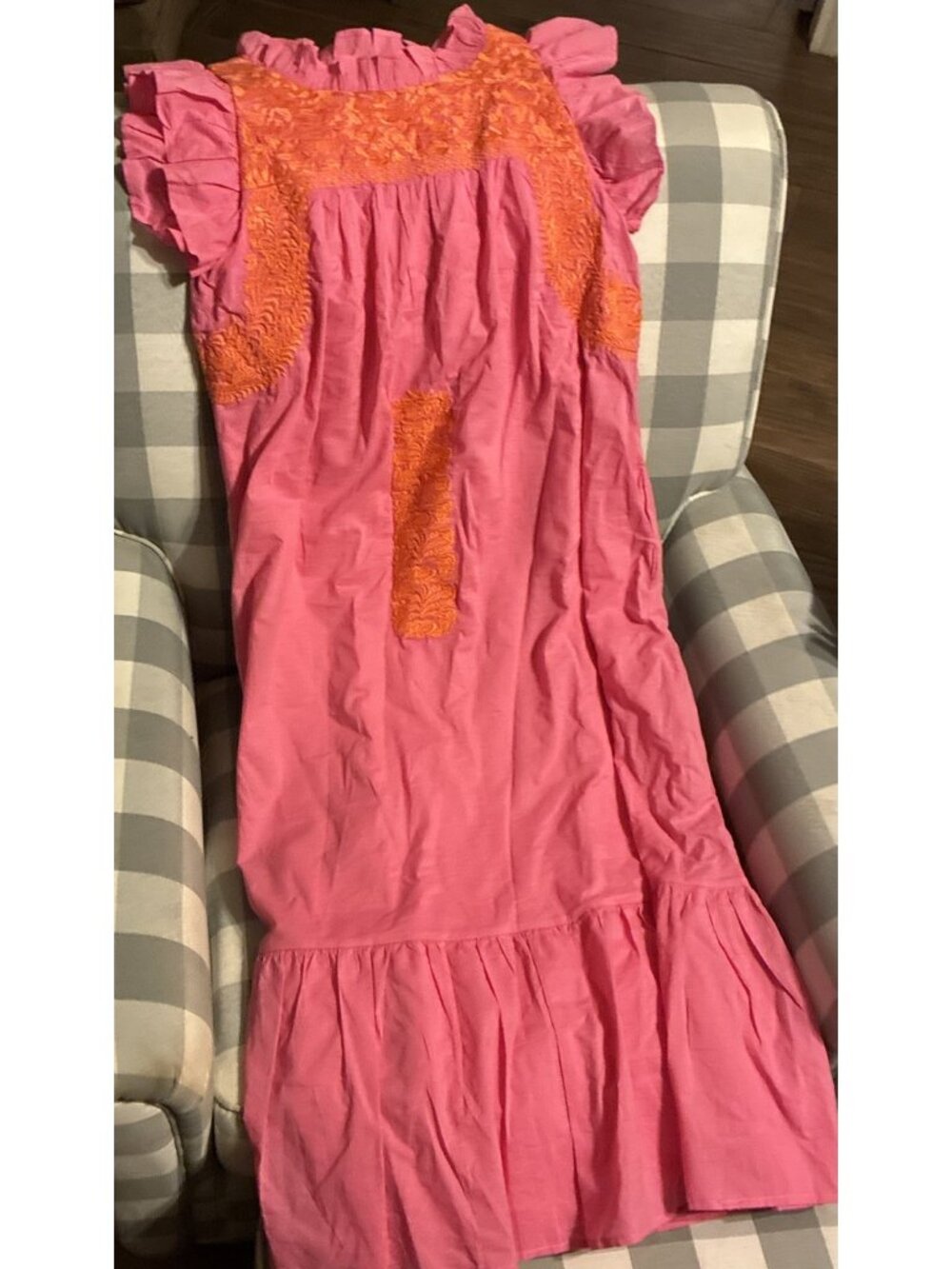 J Marie embroidered Roxy MIDI Dress size XS Retail $158 Pink Orange NWT